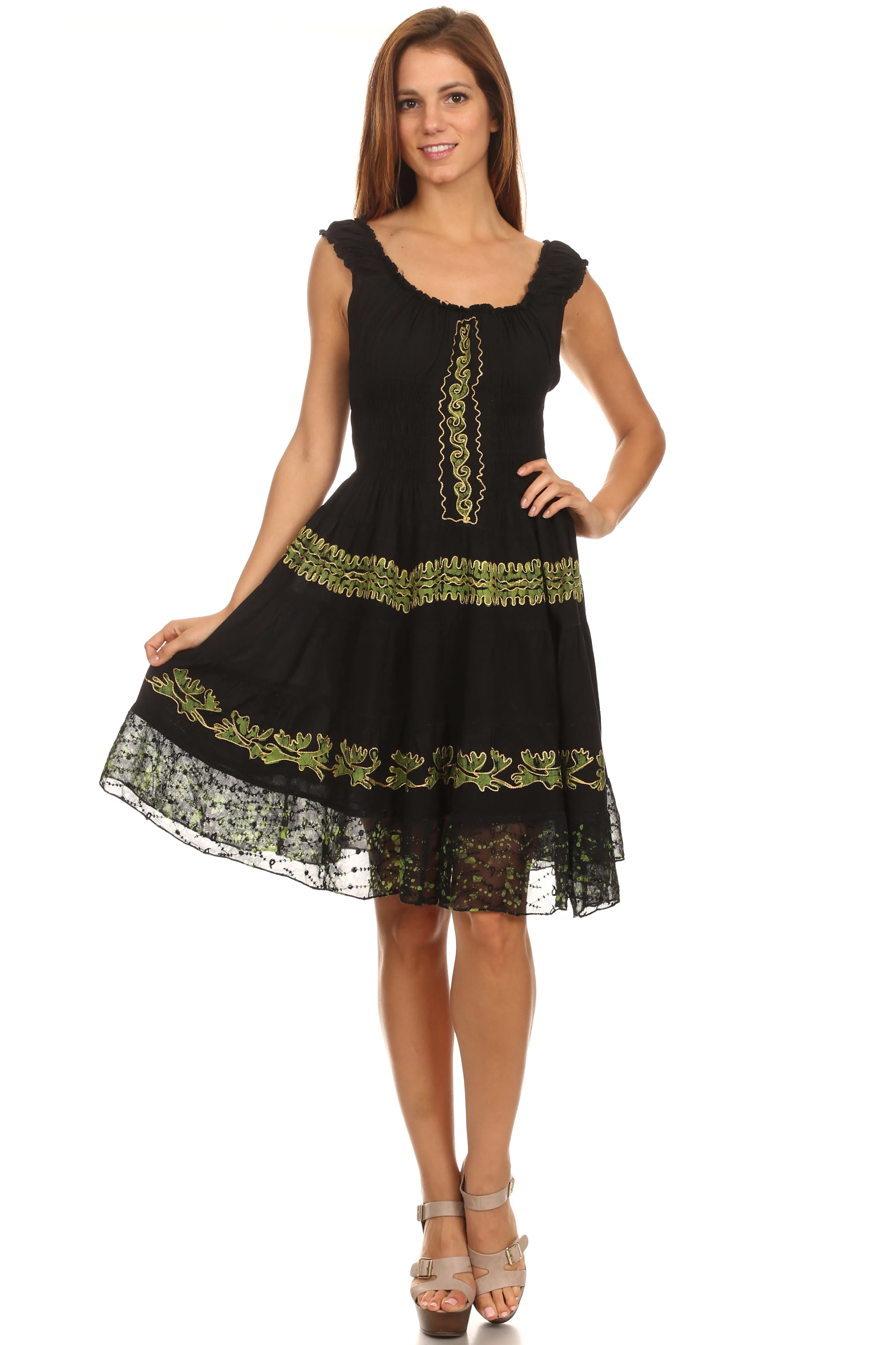 Olivia Gypsy Boho Peasant Batik Dress