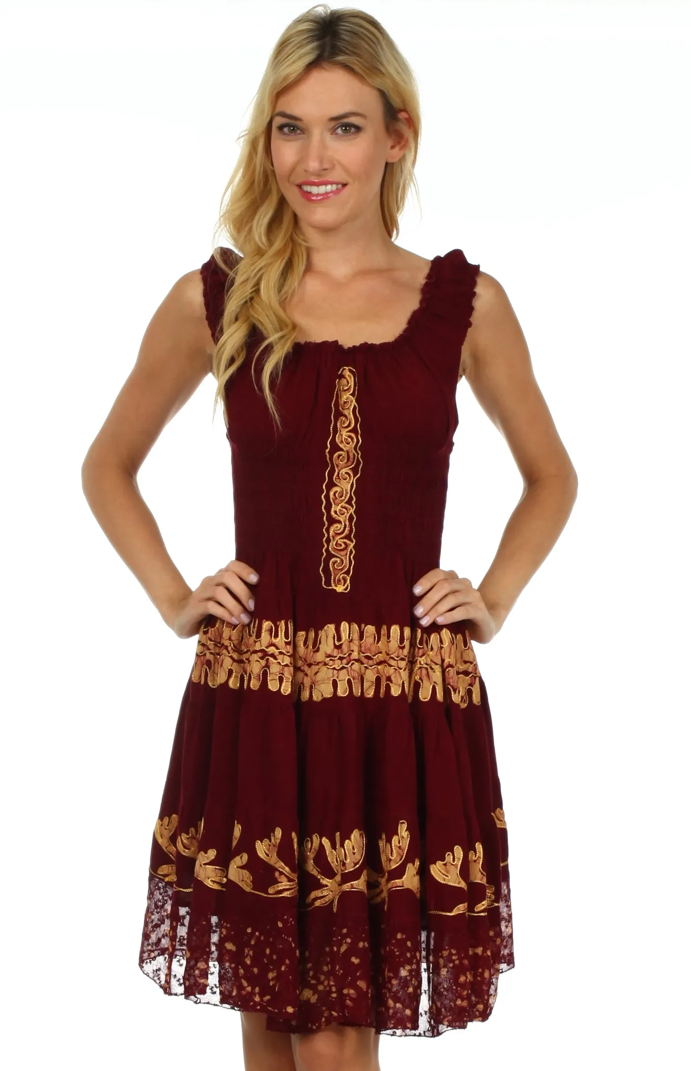 Olivia Gypsy Boho Peasant Batik Dress