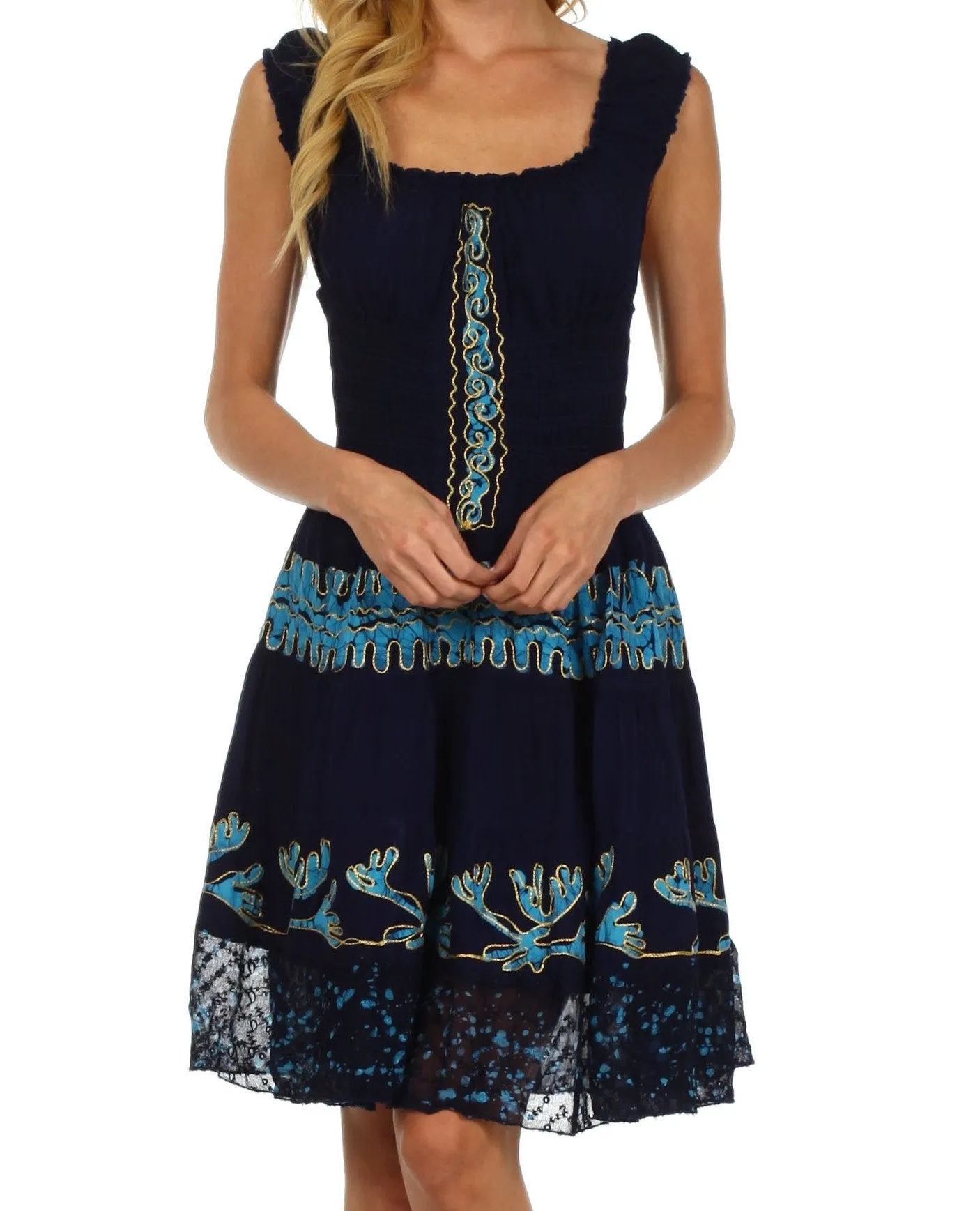 Olivia Gypsy Boho Peasant Batik Dress