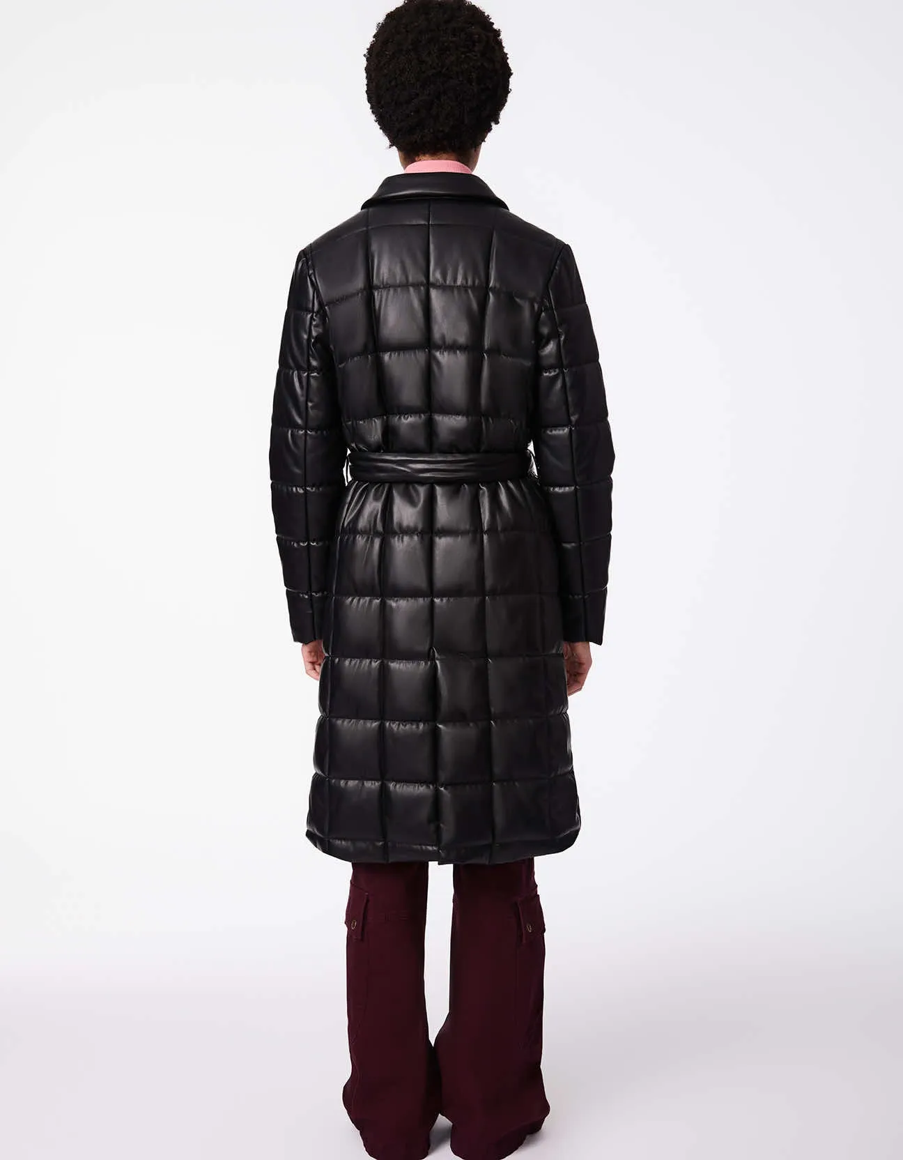 On The Grid Long Belted Vegan Puffer Coat