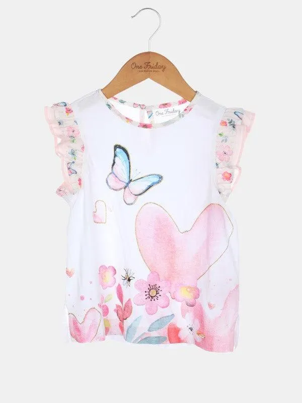 One Friday Pink Butterfly Top