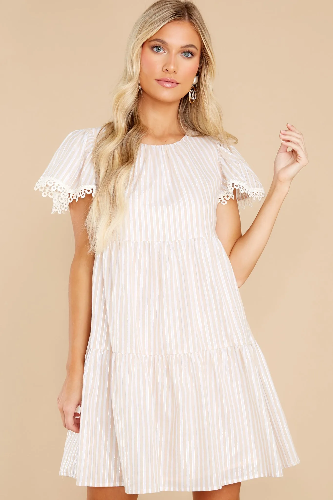 Only Prettier Blush And Gold Stripe Dress