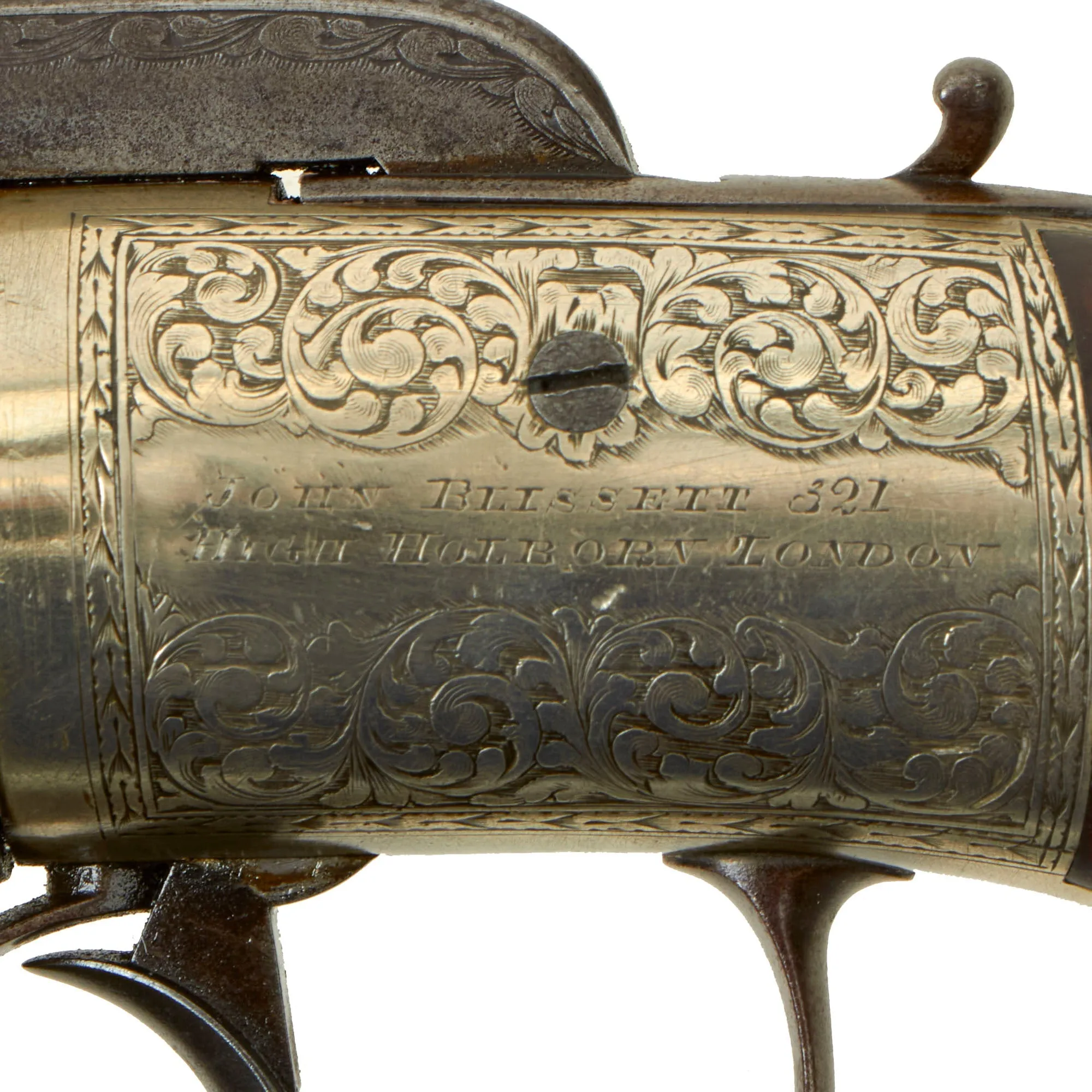 Original British Victorian Nickel Silver Framed .45cal Pepperbox Percussion Revolver by John Blissett of London - circa 1850