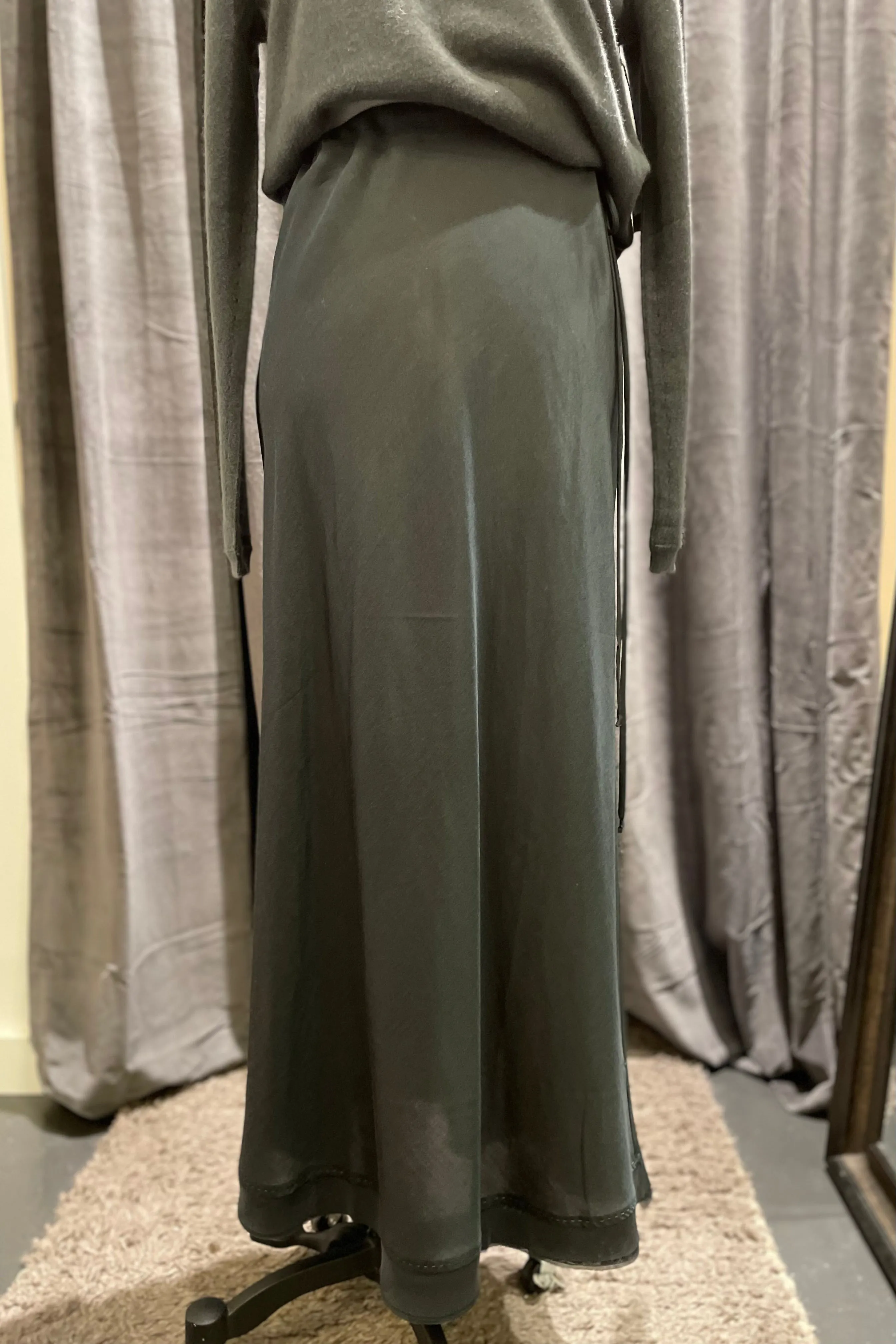 Pewter Full Length Silk Garbo Skirt