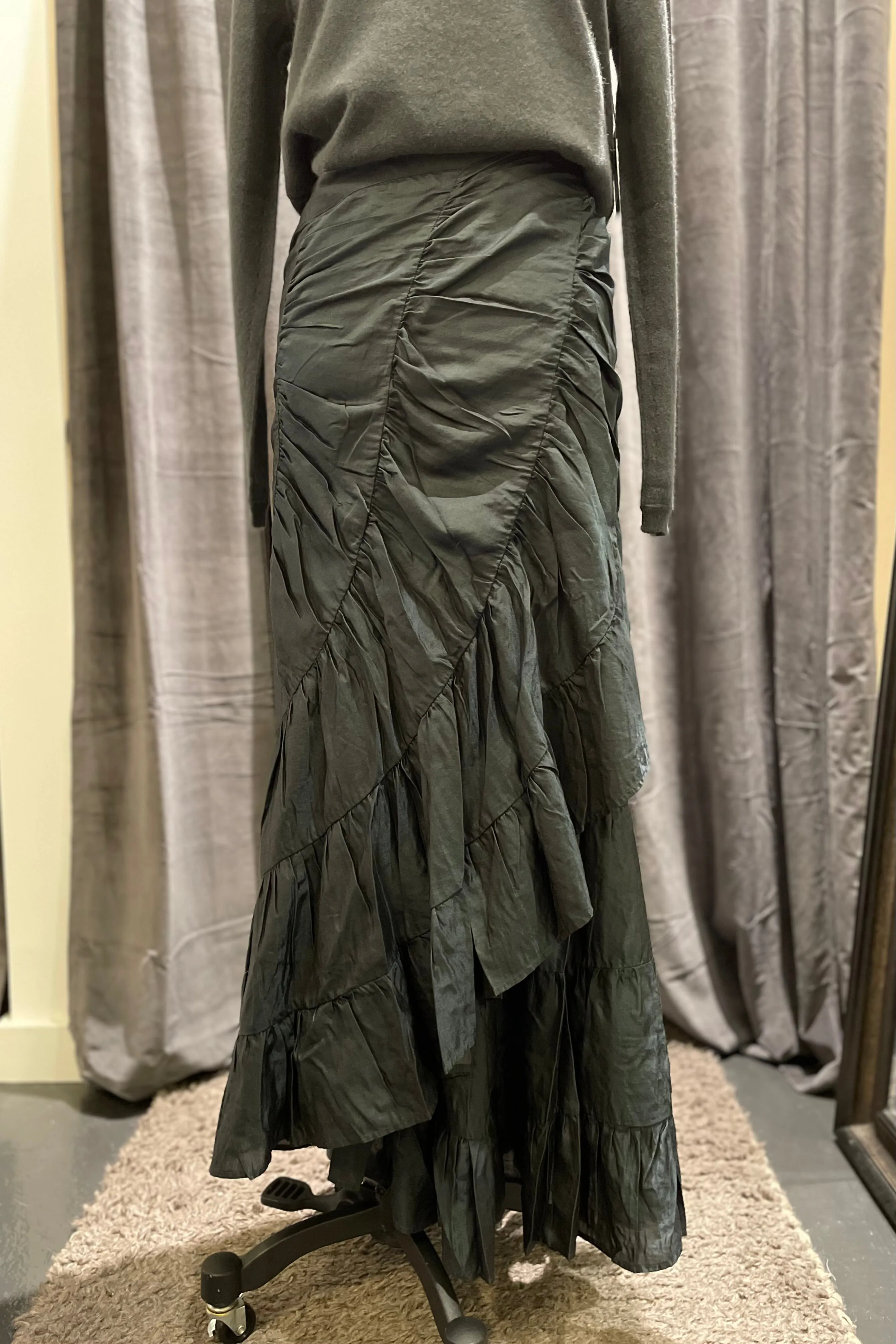 Pewter Silk Flamenco Skirt