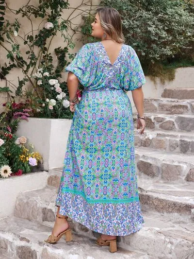 Plus Size Flare Sleeve Boho Summer Maxi Dress