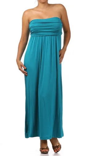 Plus Size Strapless Maxi Tube Dress in Jade