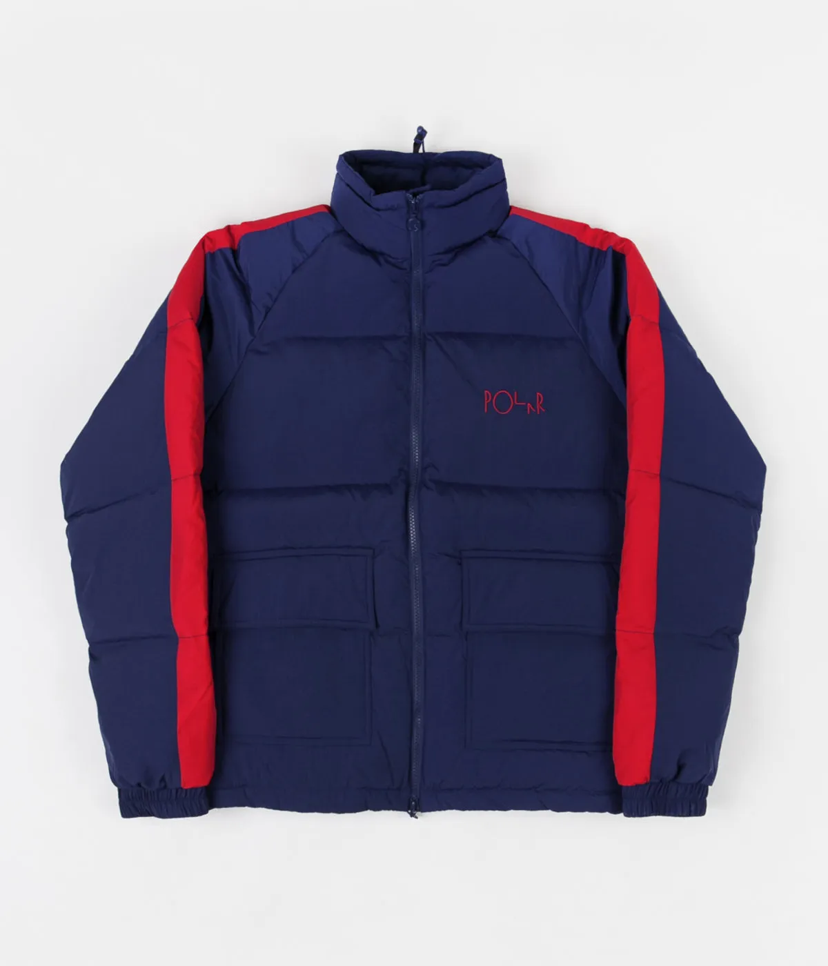 Polar Stripe Puffer Jacket - Navy / Red