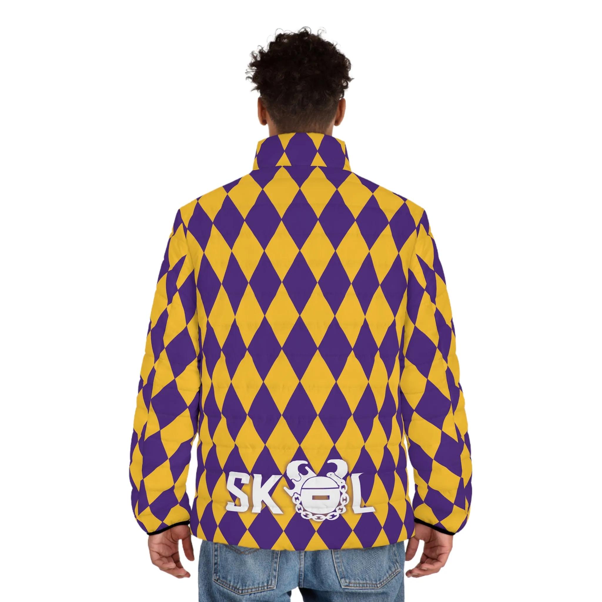 Puffer Jacket - Purple/Gold Diamonds