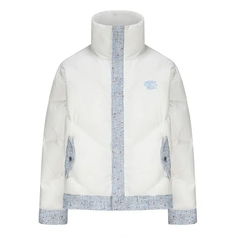 Puffer Jacket With Patterned Outline Block