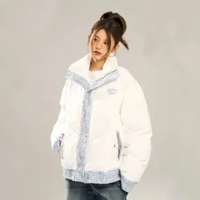 Puffer Jacket With Patterned Outline Block