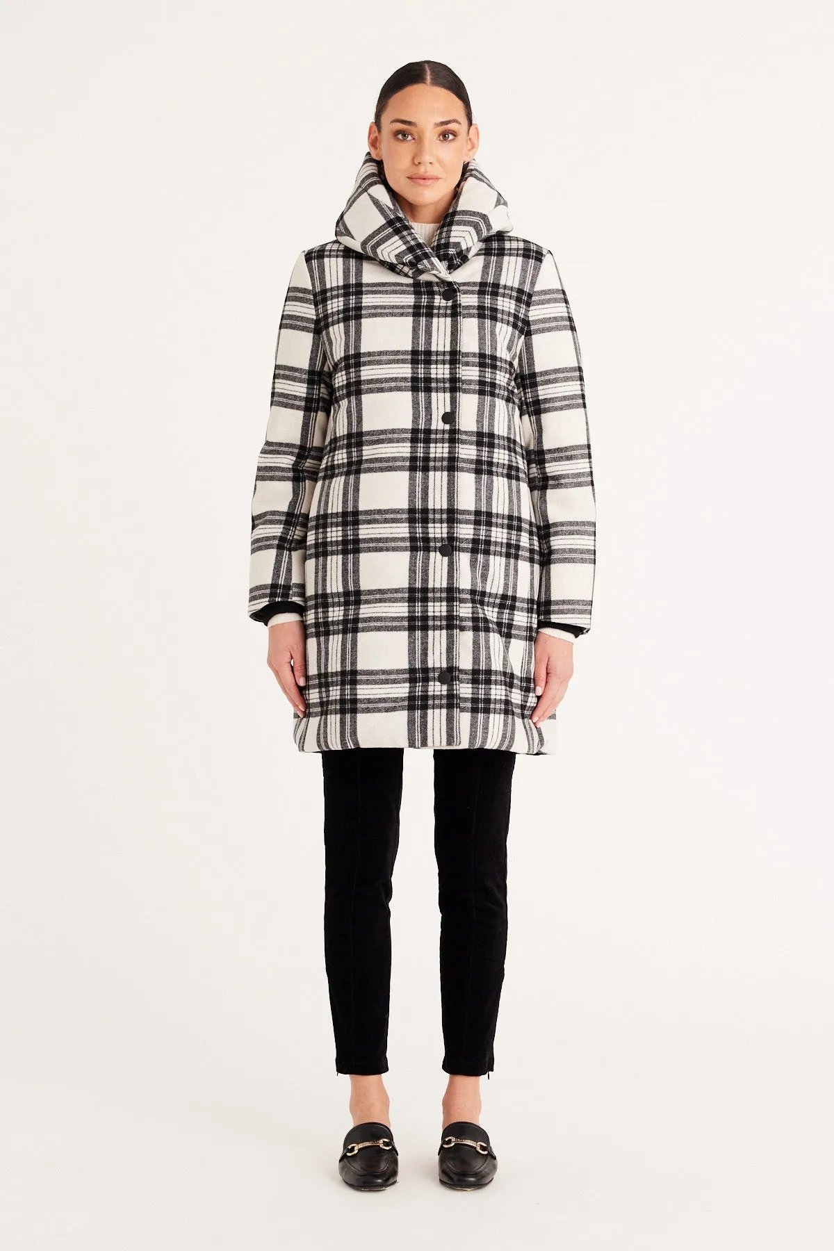 Quinn Check Puffer  - Ivory Check