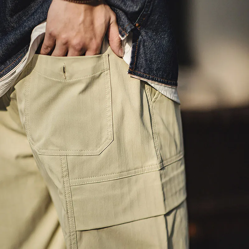 Retro Herringbone Big Pockets Cargo Pants