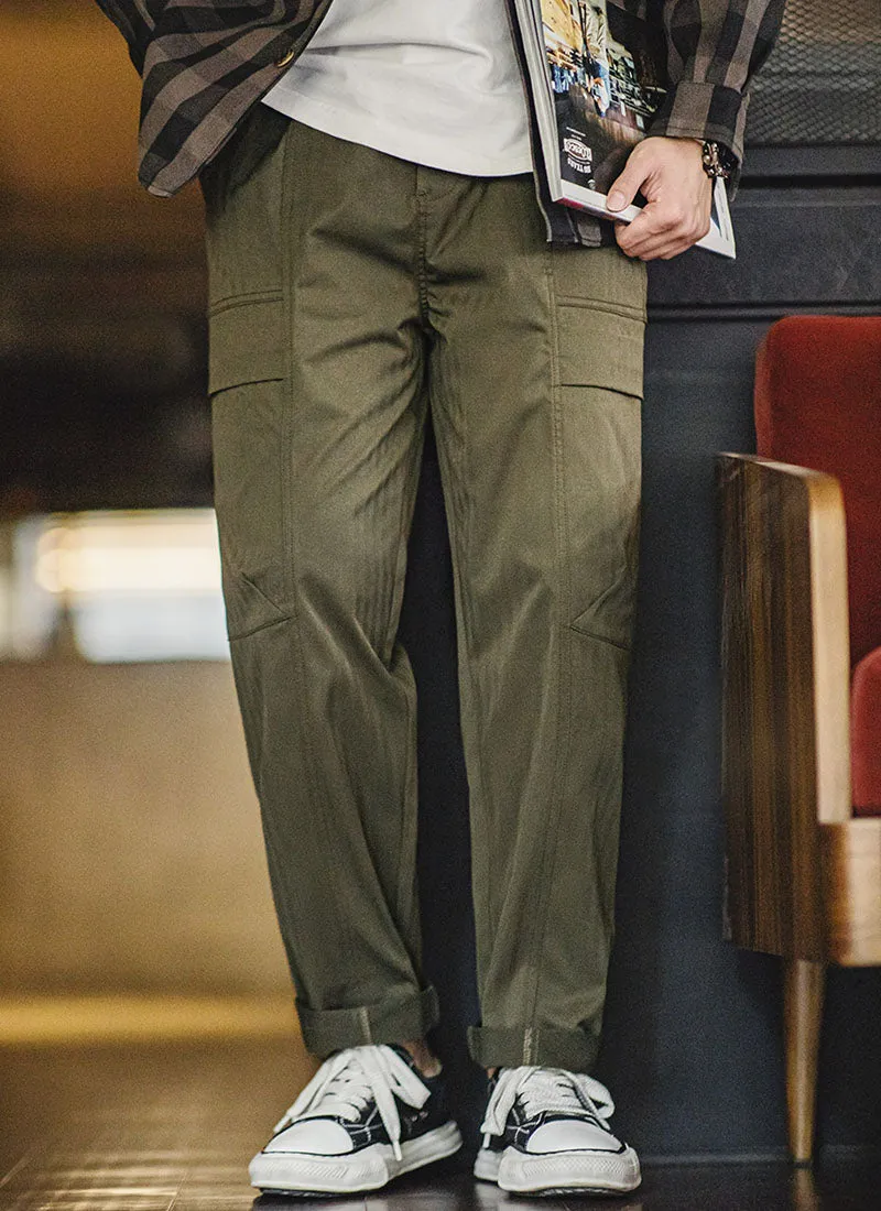 Retro Herringbone Big Pockets Cargo Pants