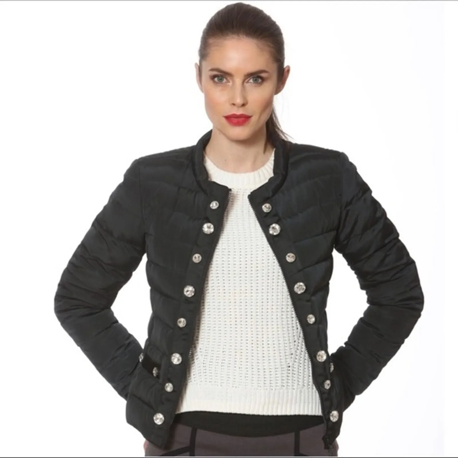 Rhinestone Trim Jacket