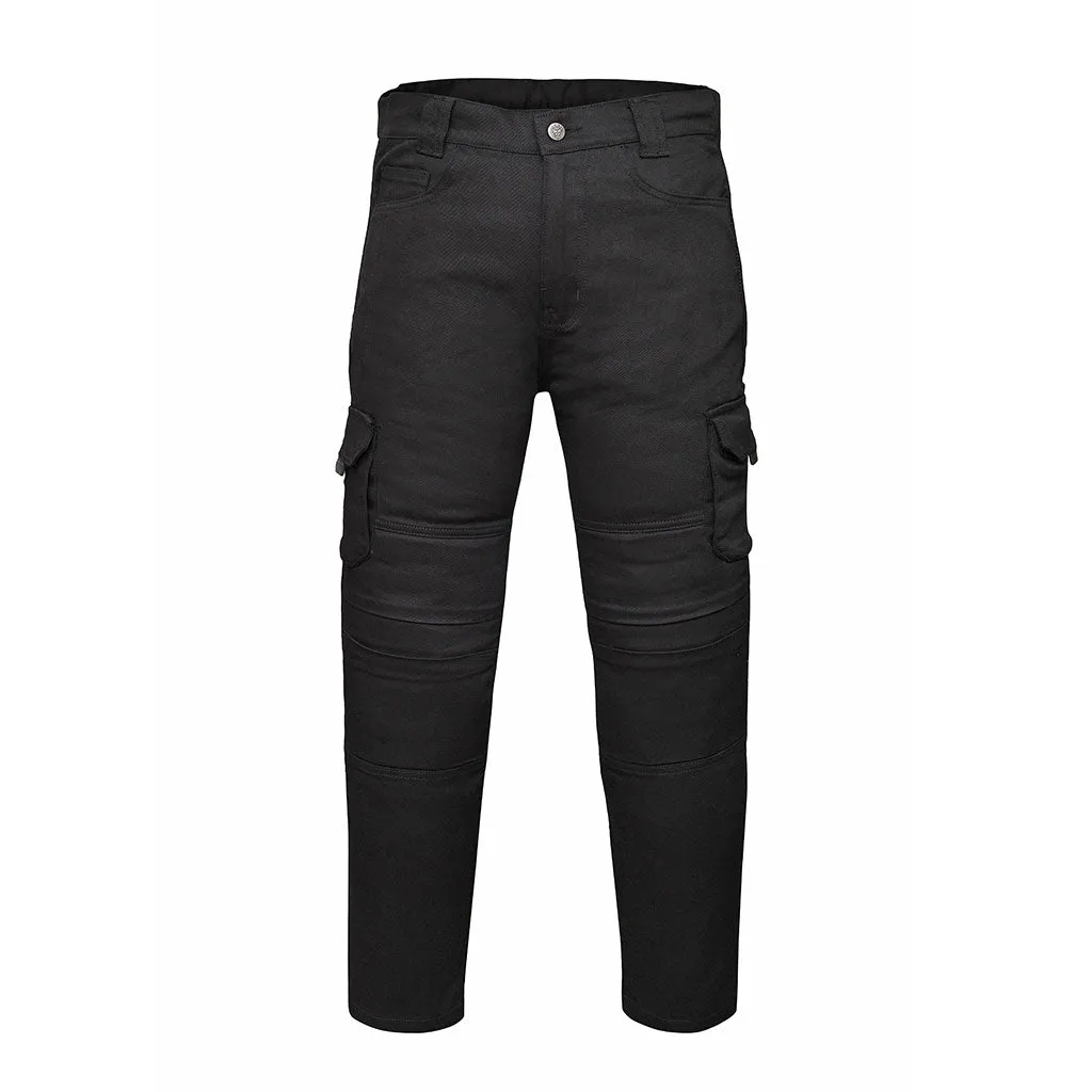 RIDERACT® Men Cotton Motorcycle Cargo Pant Black