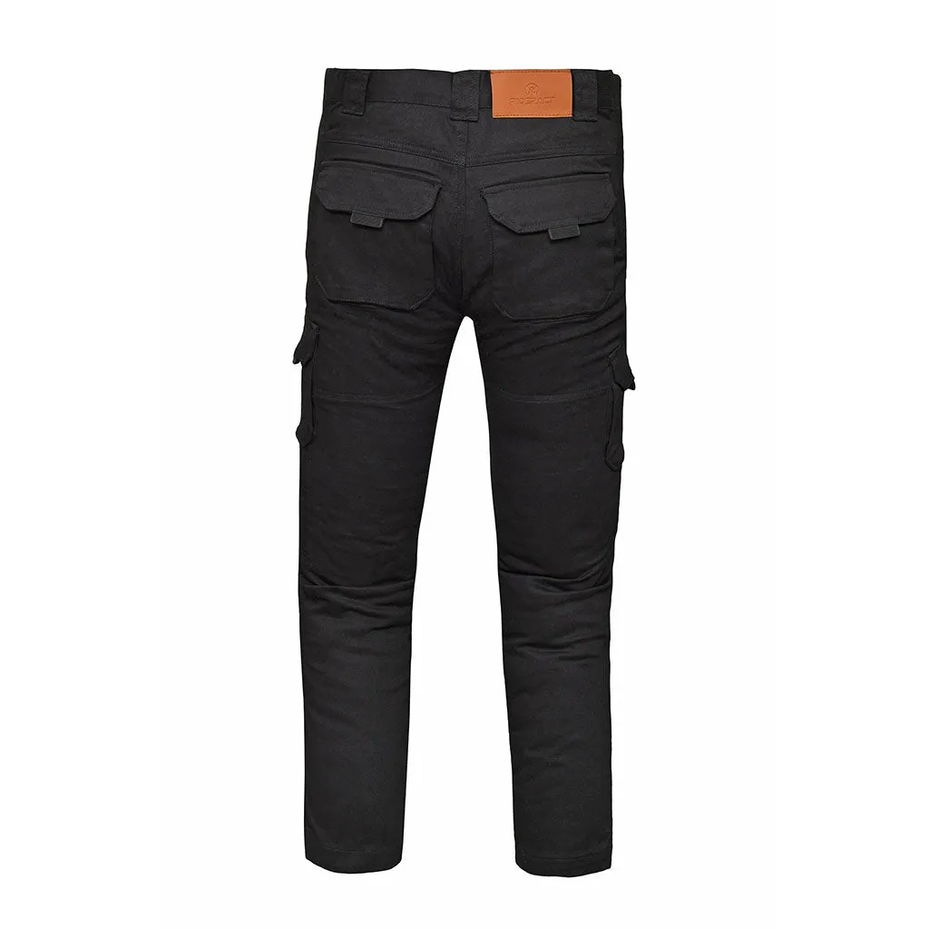 RIDERACT® Men Cotton Motorcycle Cargo Pant Black