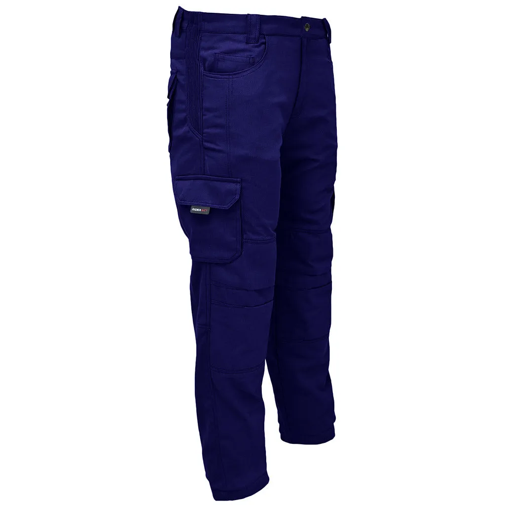 RIDERACT® Men Cotton Motorcycle Cargo Pant Blue