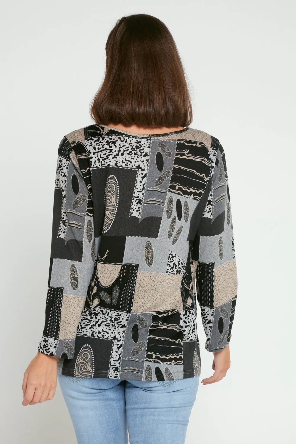 Rory Knit Top - Granite Print