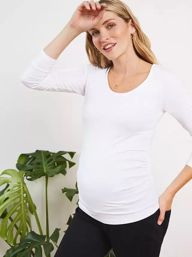 Ruched Scoop Long Sleeve Maternity Top