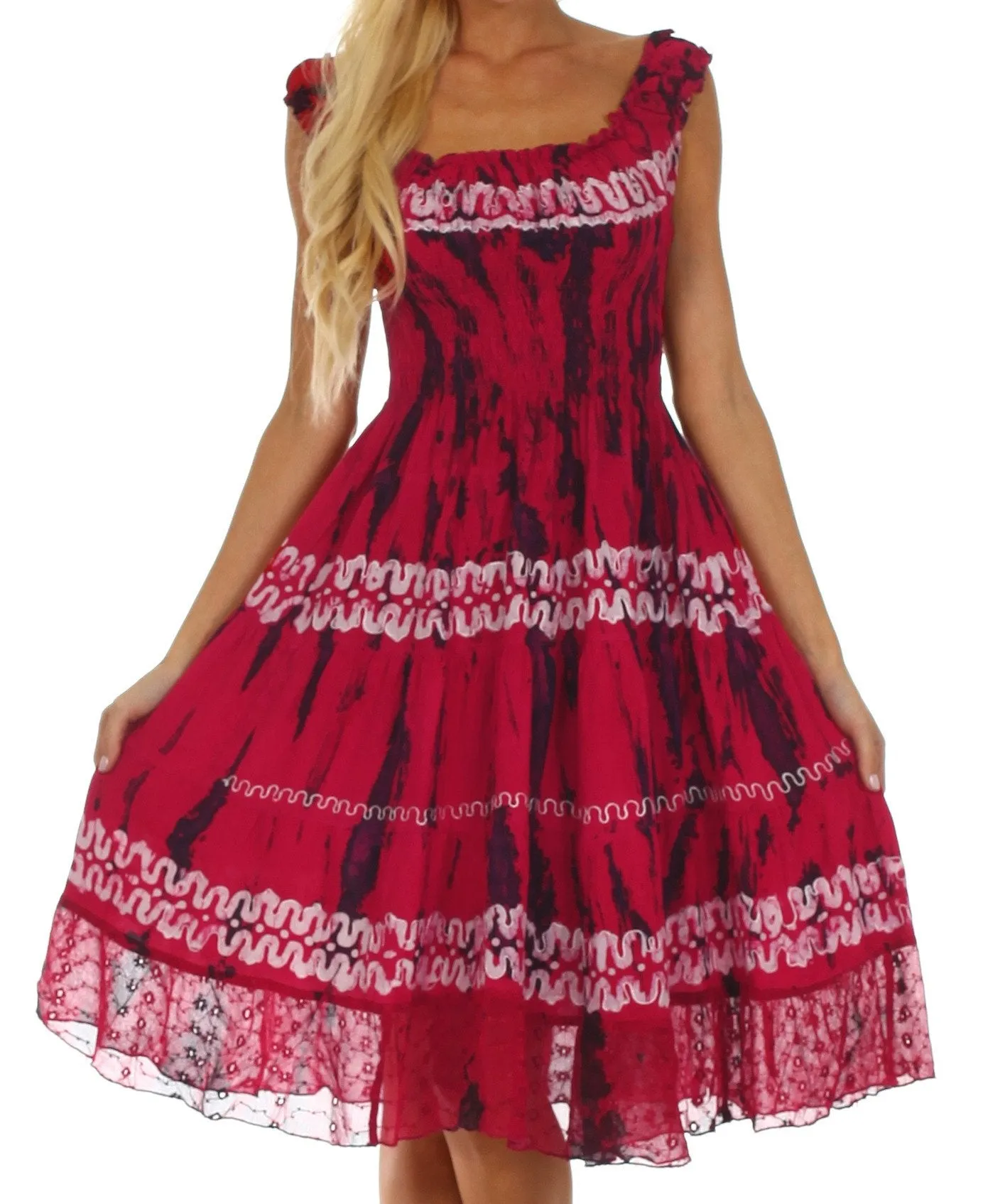 Sakkas Delilah Gypsy Boho Peasant Batik Dress