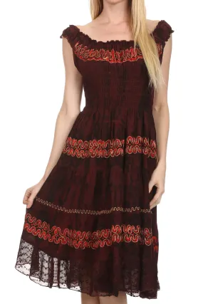 Sakkas Delilah Gypsy Boho Peasant Batik Dress