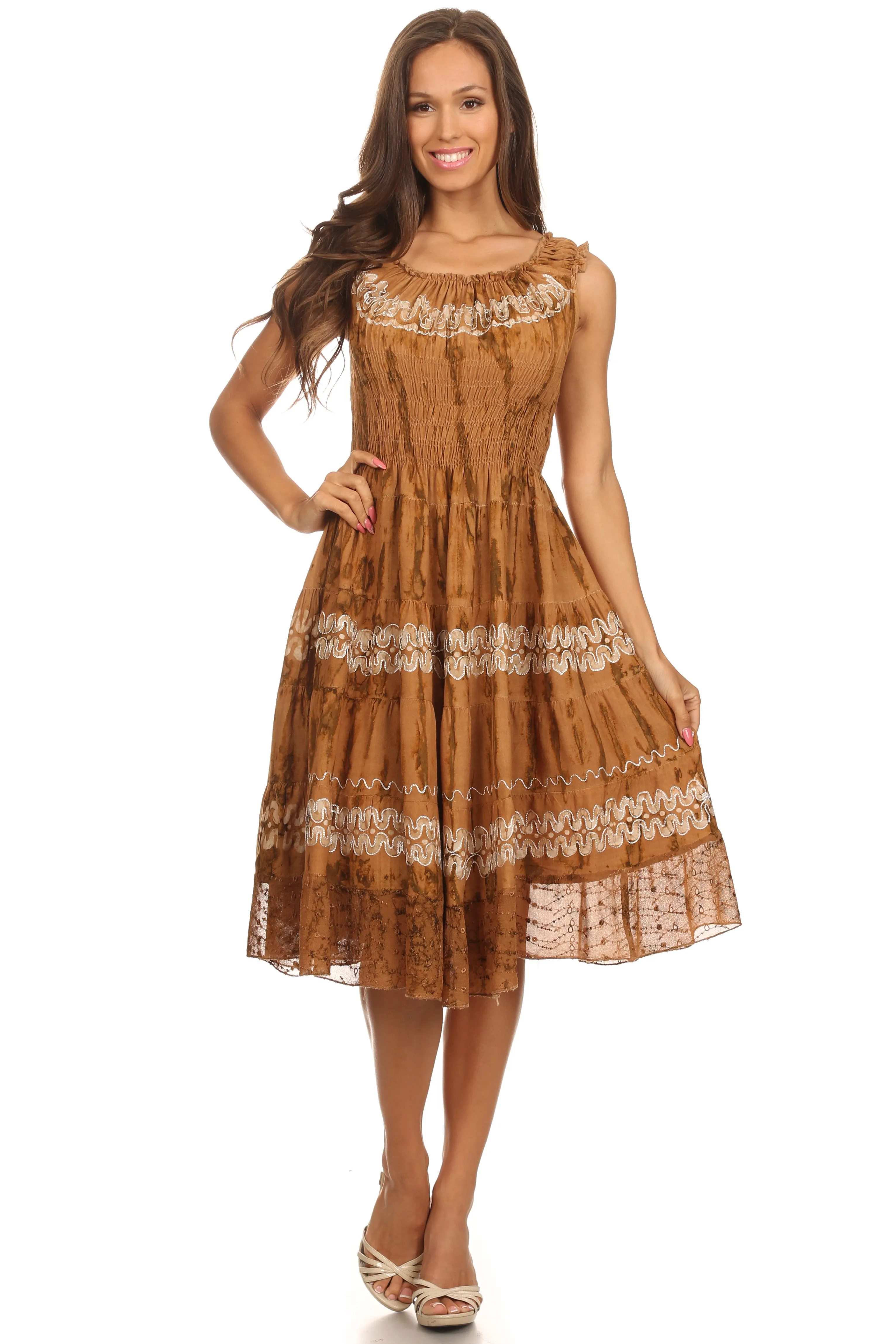 Sakkas Delilah Gypsy Boho Peasant Batik Dress