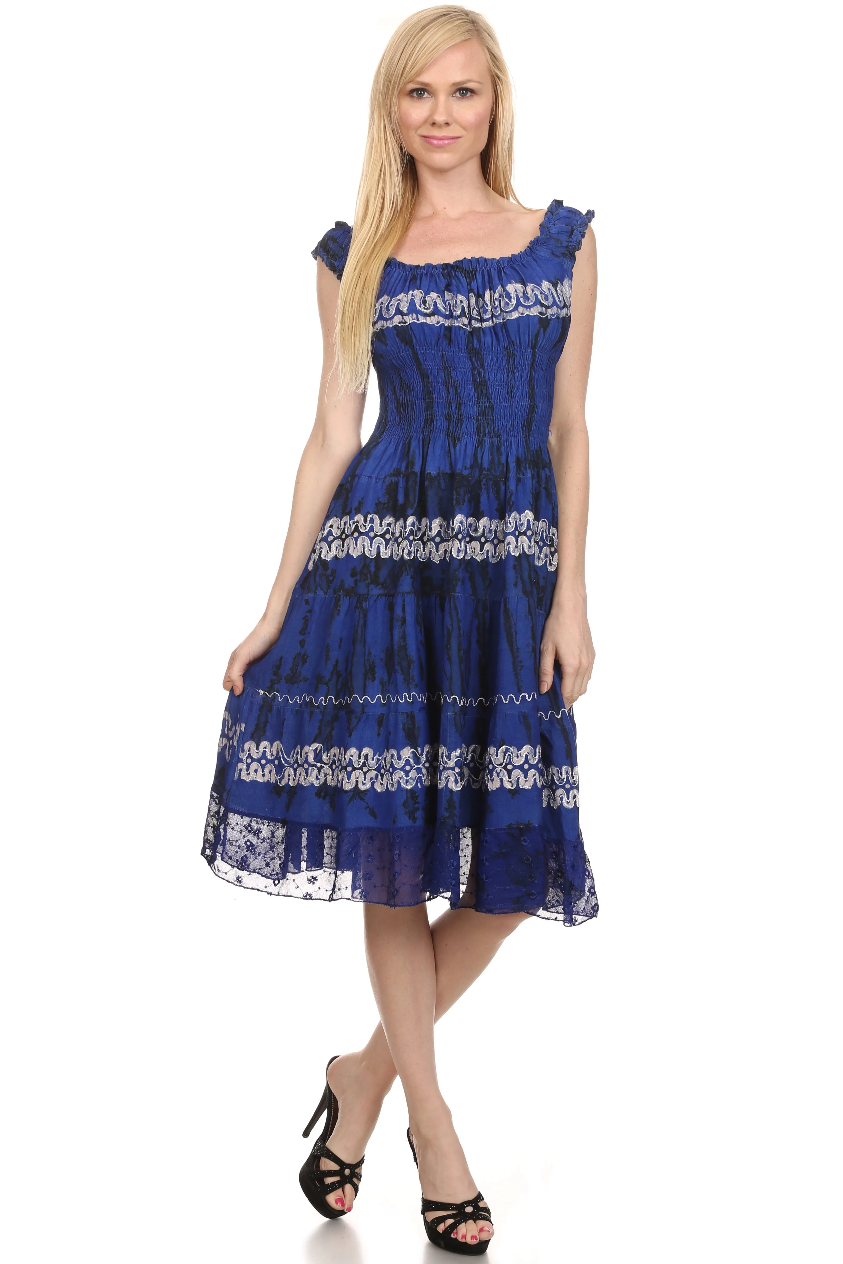 Sakkas Delilah Gypsy Boho Peasant Batik Dress