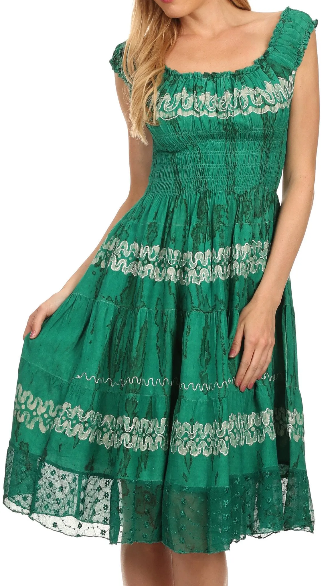 Sakkas Delilah Gypsy Boho Peasant Batik Dress