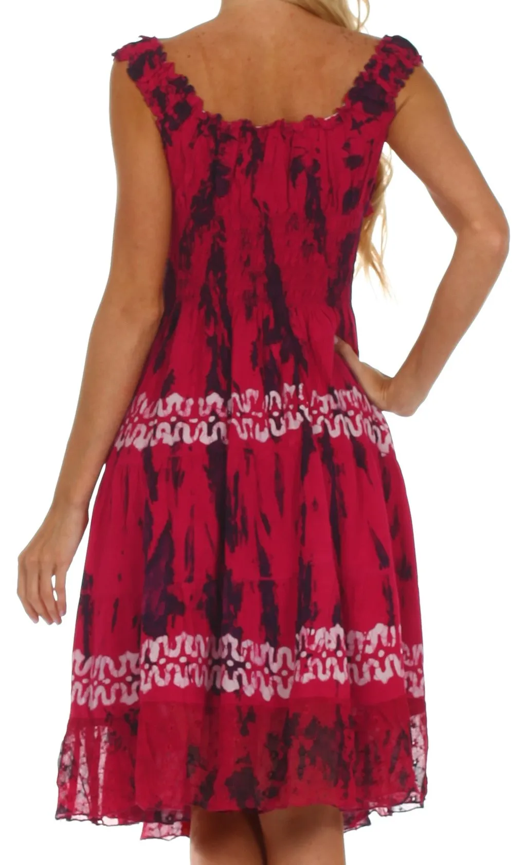 Sakkas Delilah Gypsy Boho Peasant Batik Dress