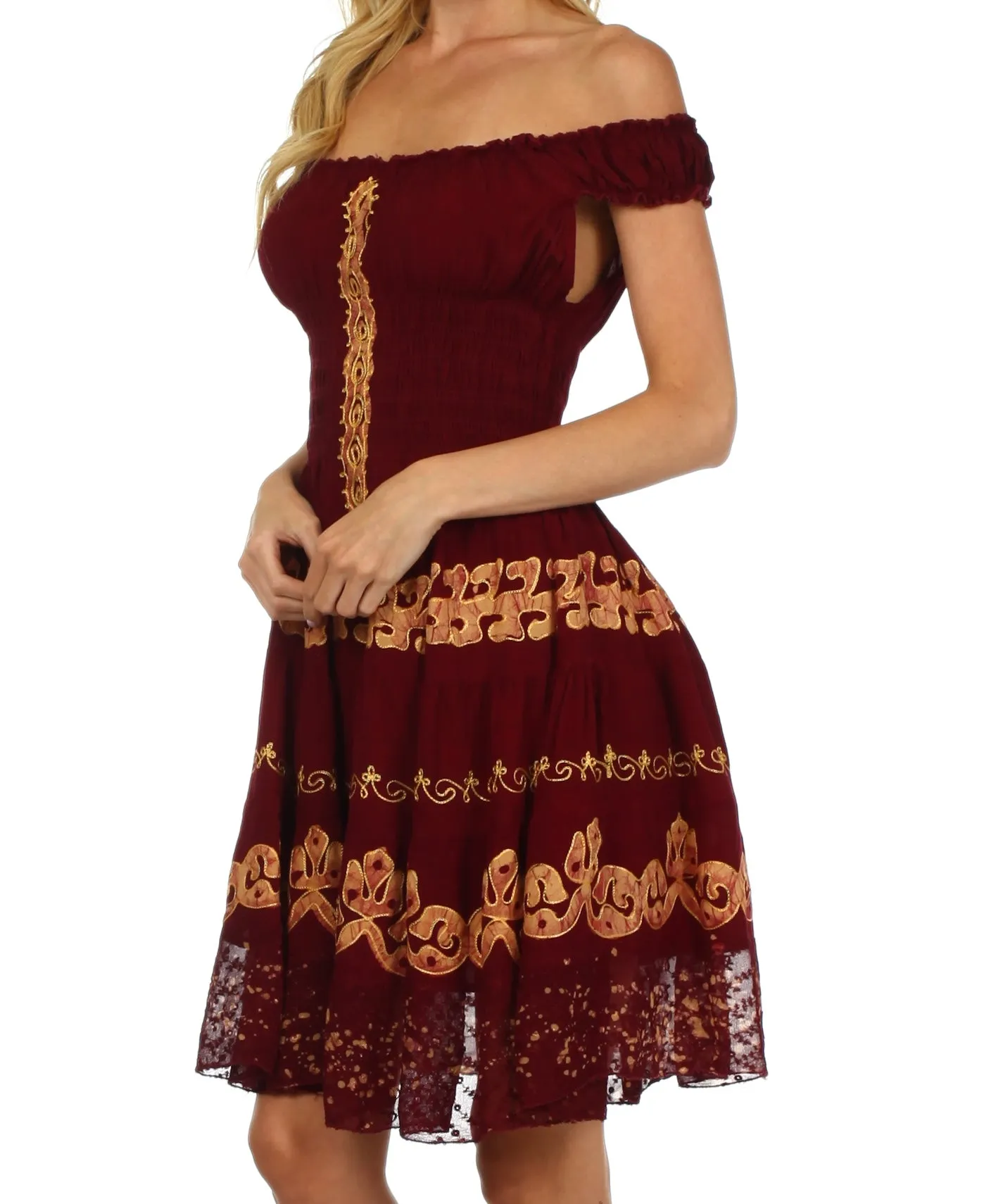 Sakkas Isabella Gypsy Boho Renaissance Batik Dress