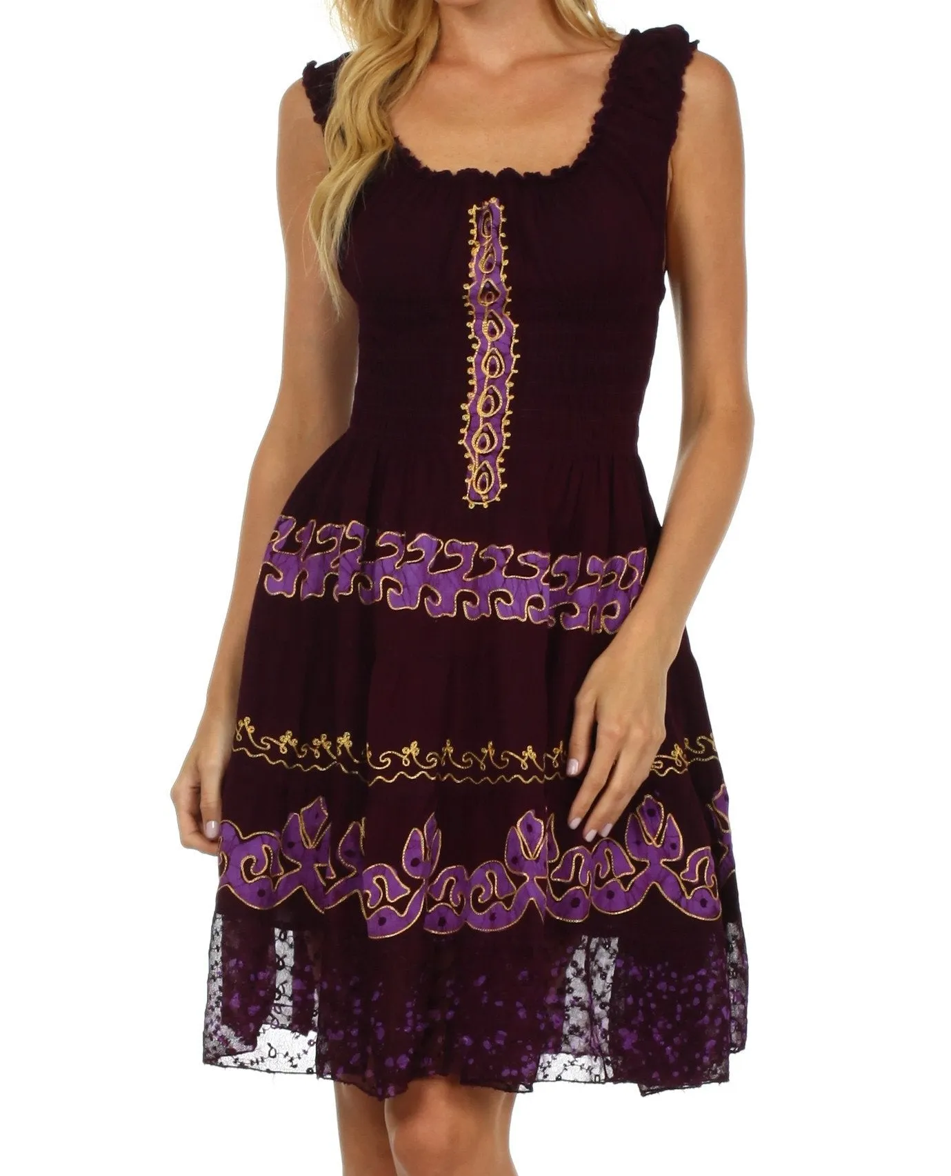 Sakkas Isabella Gypsy Boho Renaissance Batik Dress