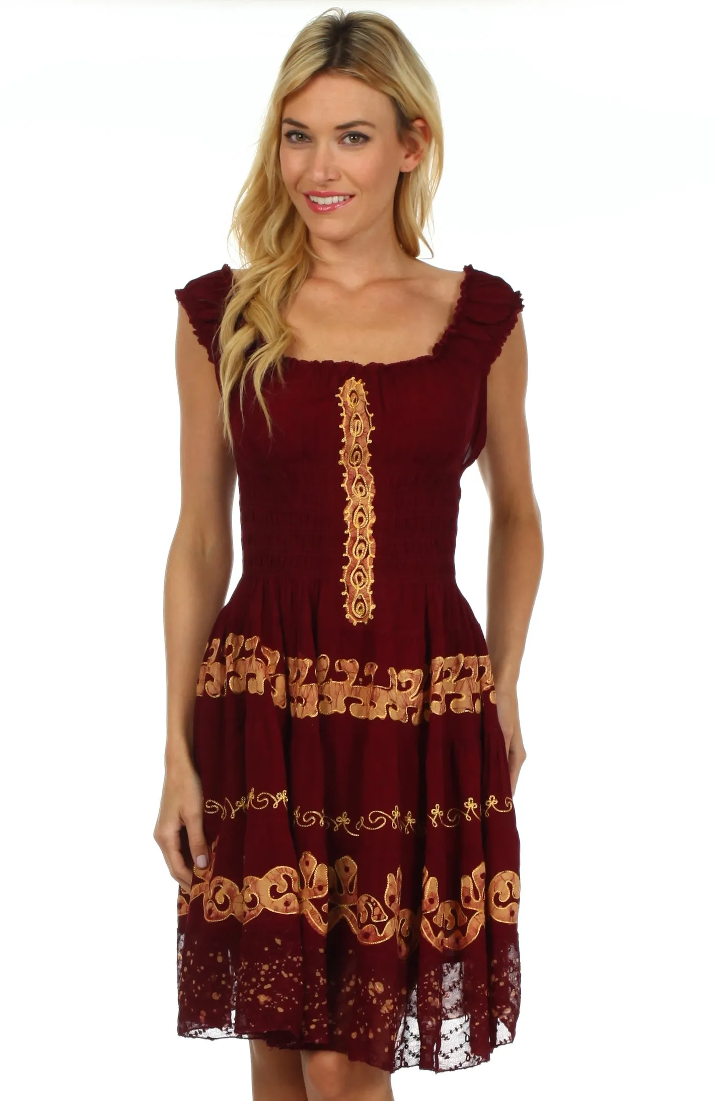 Sakkas Isabella Gypsy Boho Renaissance Batik Dress