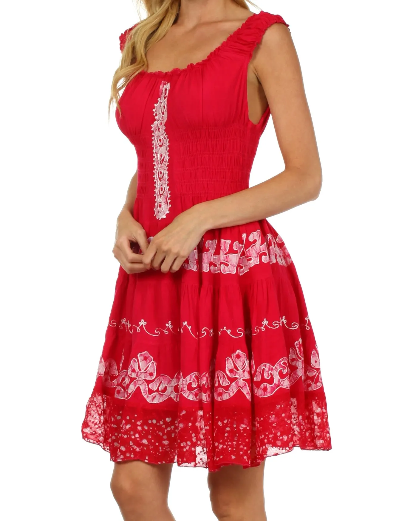 Sakkas Isabella Gypsy Boho Renaissance Batik Dress