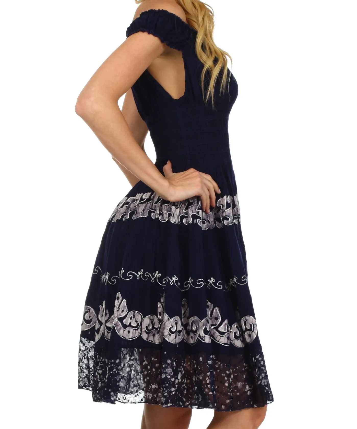 Sakkas Isabella Gypsy Boho Renaissance Batik Dress