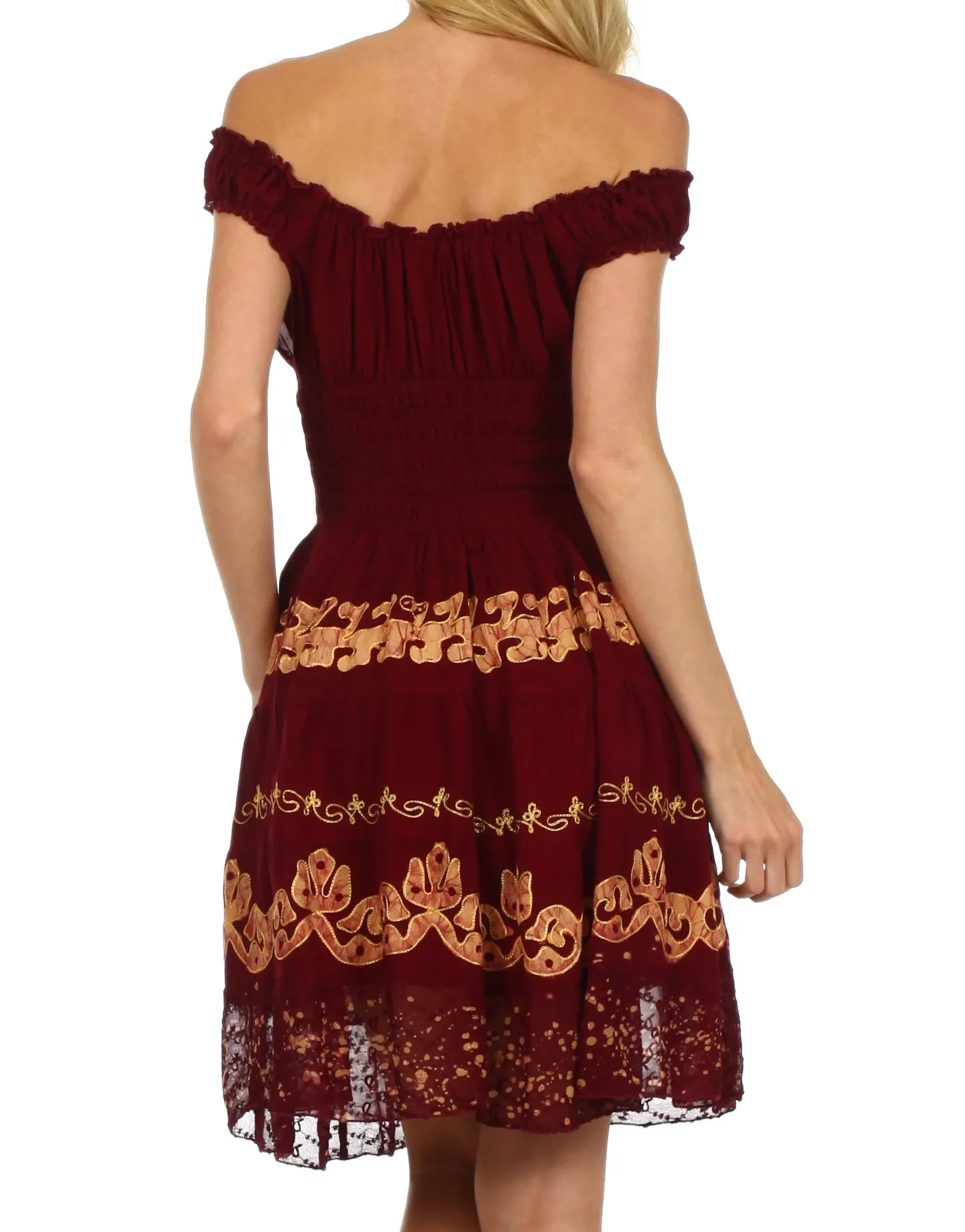 Sakkas Isabella Gypsy Boho Renaissance Batik Dress