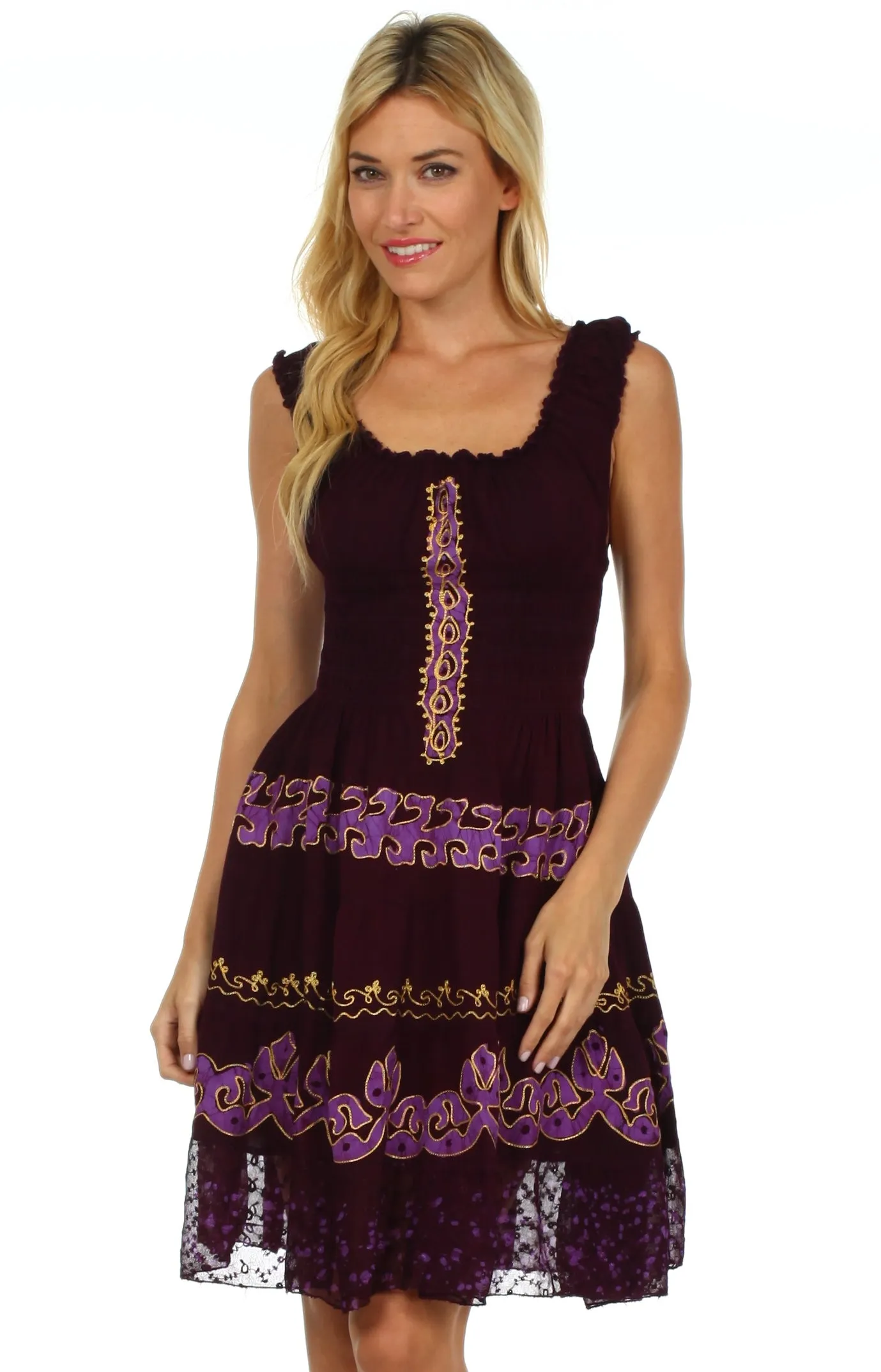 Sakkas Isabella Gypsy Boho Renaissance Batik Dress