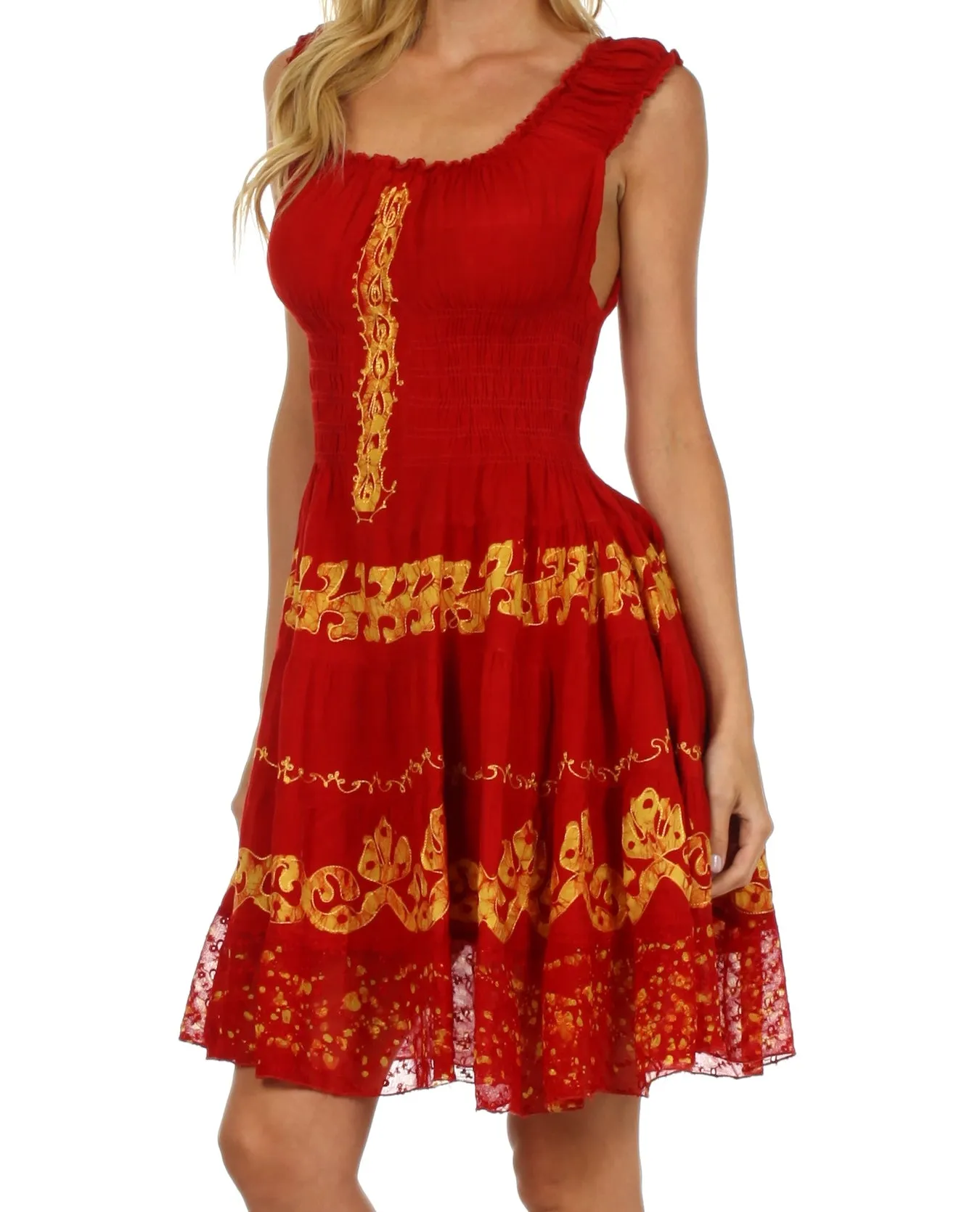 Sakkas Isabella Gypsy Boho Renaissance Batik Dress