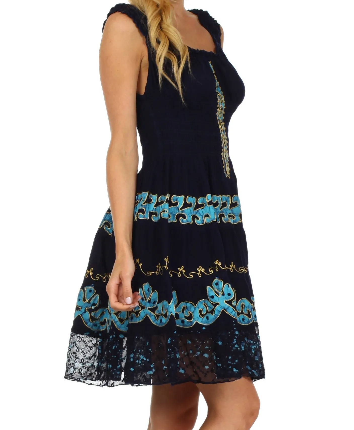 Sakkas Isabella Gypsy Boho Renaissance Batik Dress