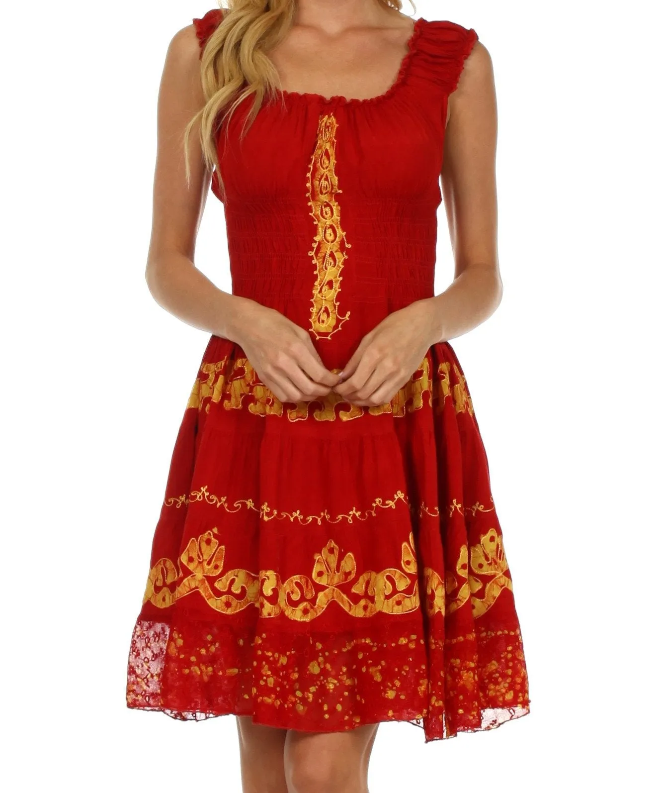 Sakkas Isabella Gypsy Boho Renaissance Batik Dress