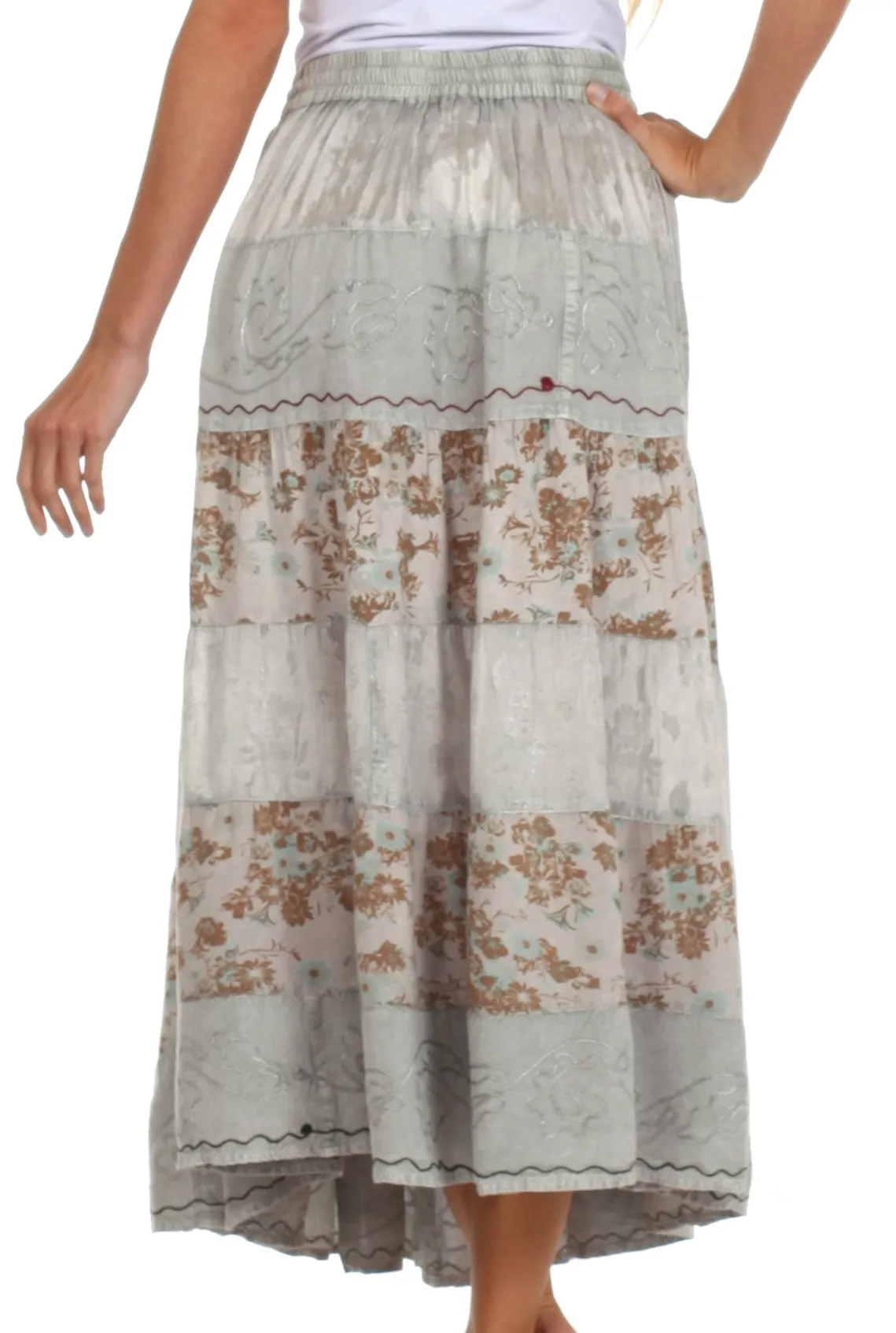 Sakkas Jacquard Floral Gypsy Boho Peasant Skirt