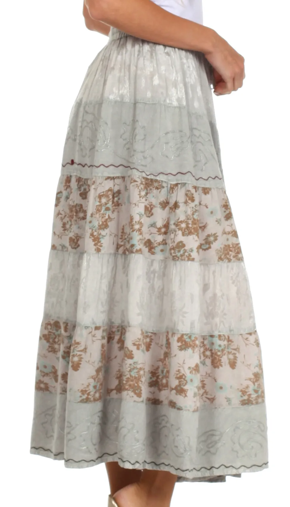 Sakkas Jacquard Floral Gypsy Boho Peasant Skirt