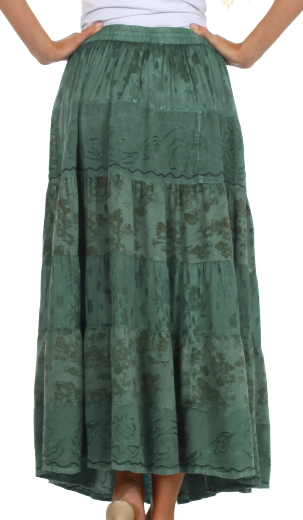 Sakkas Jacquard Floral Gypsy Boho Peasant Skirt