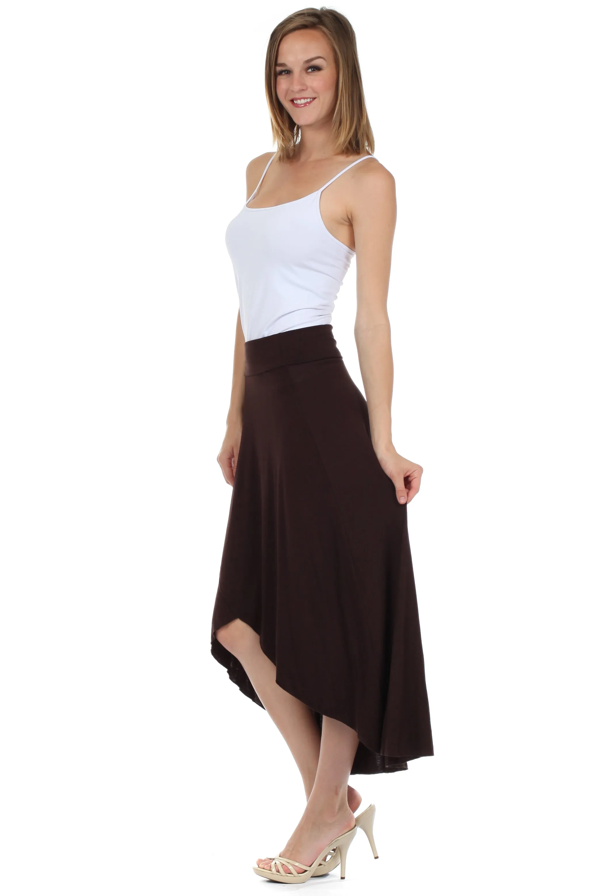 Sakkas Soft Jersey Feel Solid Color Strapless High Low Dress / Skirt