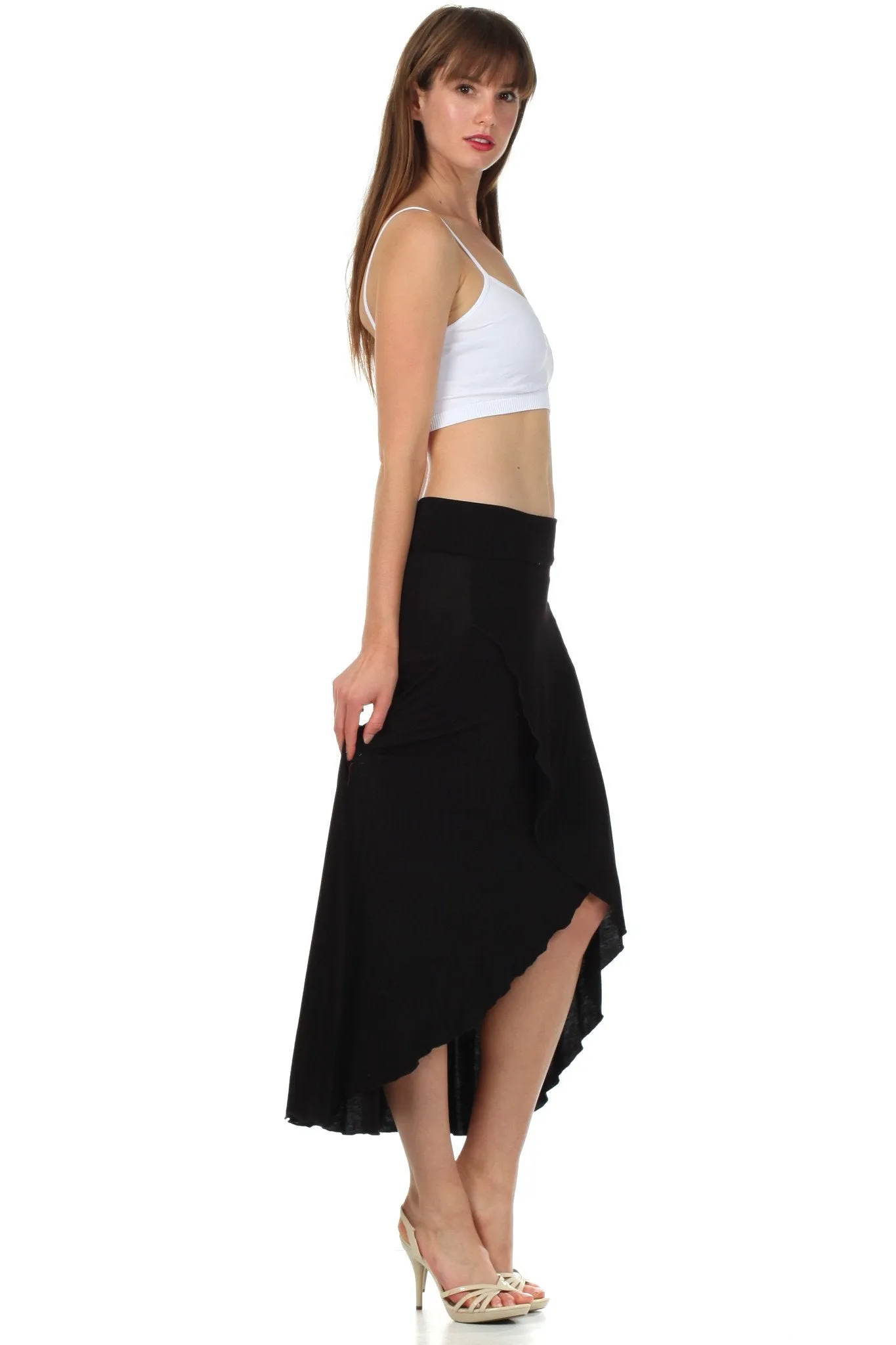 Sakkas Soft Jersey Feel Solid Color Strapless High Low Dress / Skirt