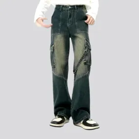 Sanded boho style wide men's jeans