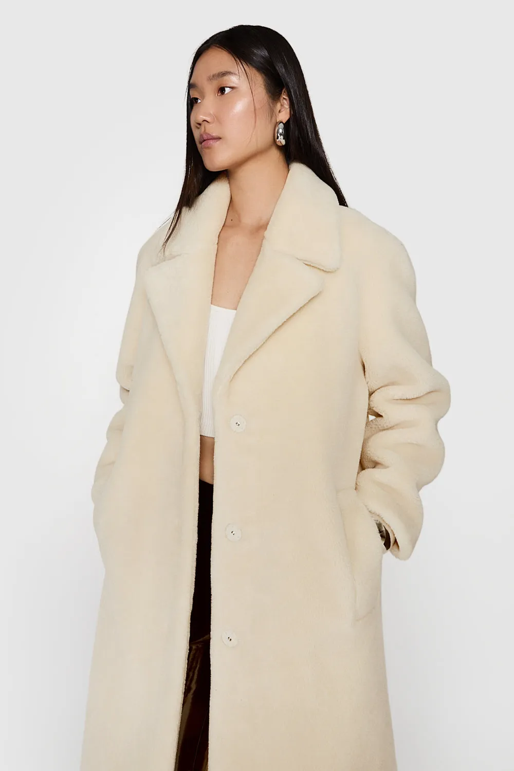 Sherpa Coat With Notch Lapel