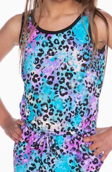 Simply Soft Short Romper - Orchid Spray Paint Leopard