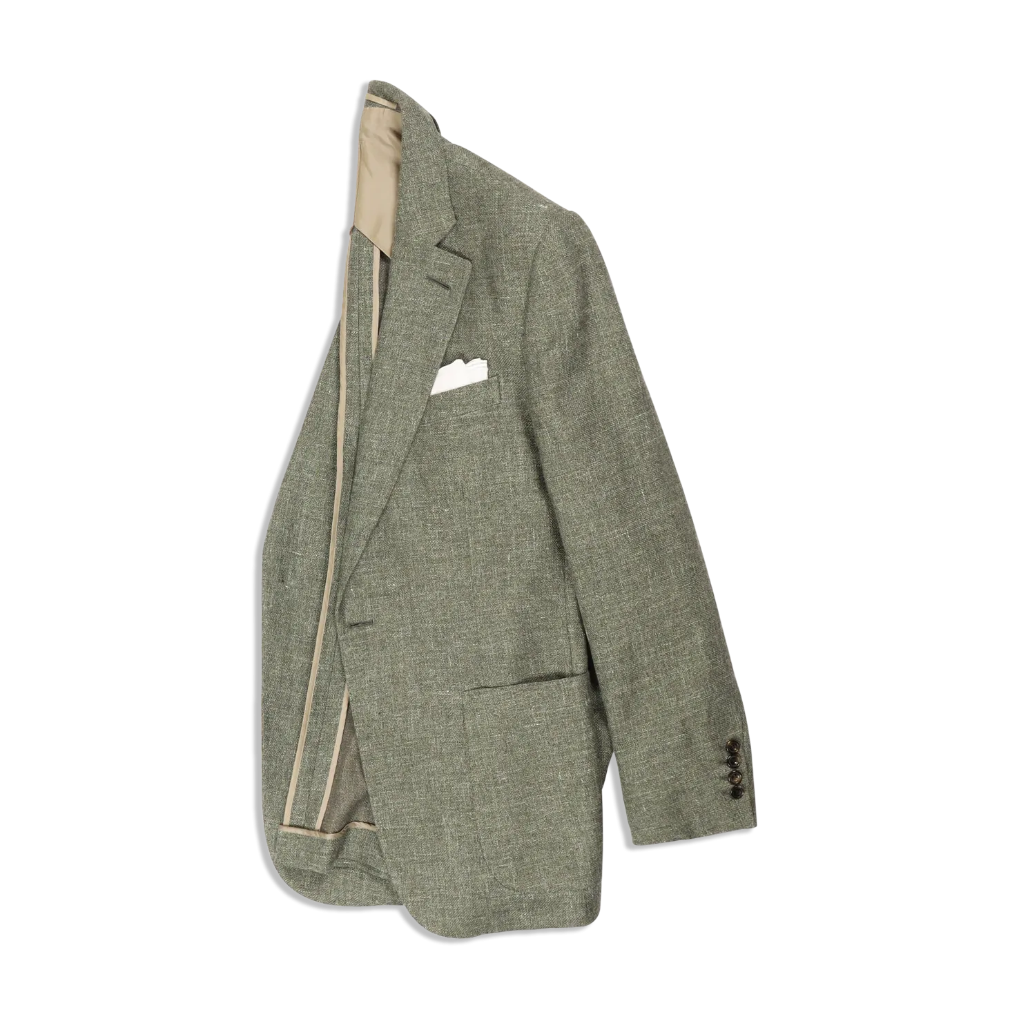 Single Breasted Notch Lapel Jacket in Green Summer Hopsack