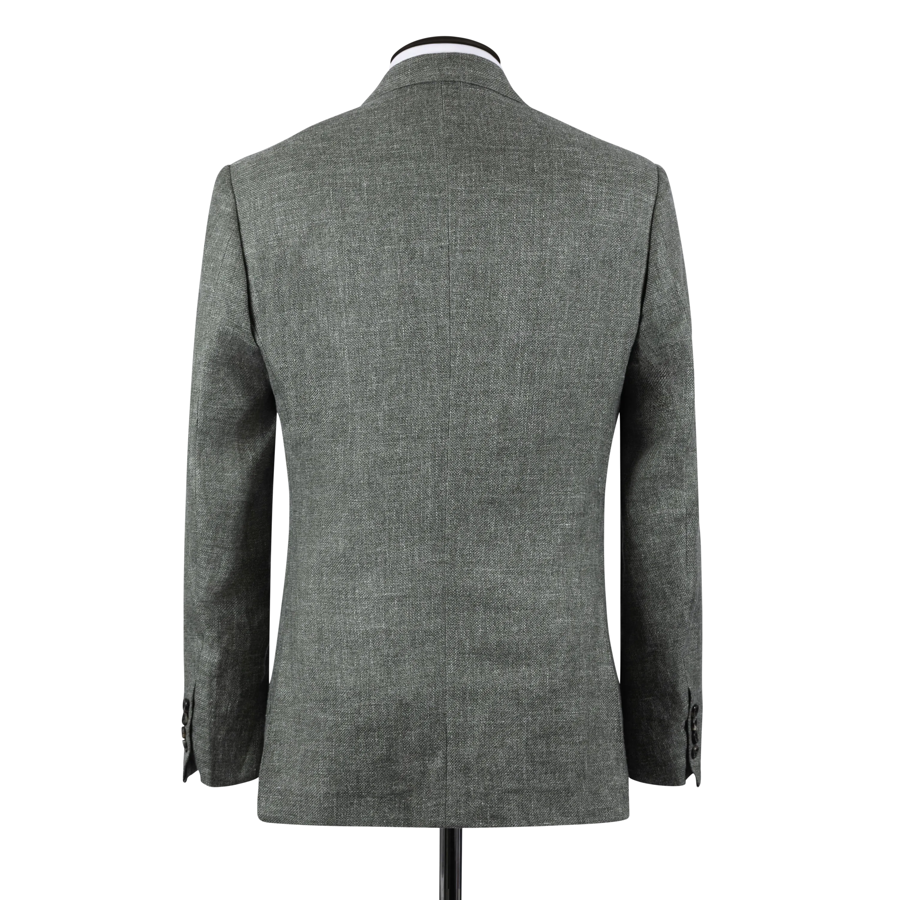 Single Breasted Notch Lapel Jacket in Green Summer Hopsack